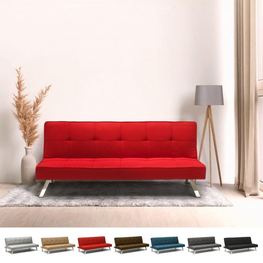 Produce Shop Canapé Convertible 2 Places Clic Clac en Tissu Design Moderne Gemma - Rouge