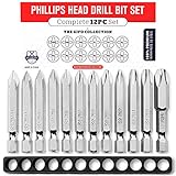 Phillips Screwdriver Drill Bit Set (Premium 12pc Complete Set) /w Storage Case and Bit Holder - PH...