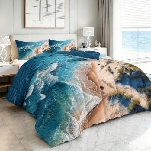 Edredón de 7.5 tog reversible de olas de playa 200x200 cm ligero 4