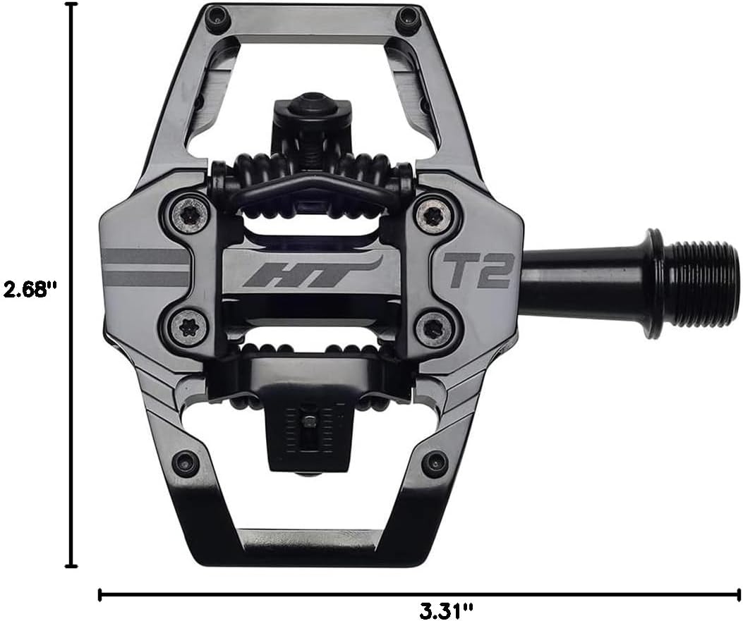 HT Components T2 Stealth Black Dual Sided Clipless Bike Pedals Pair 9/16"