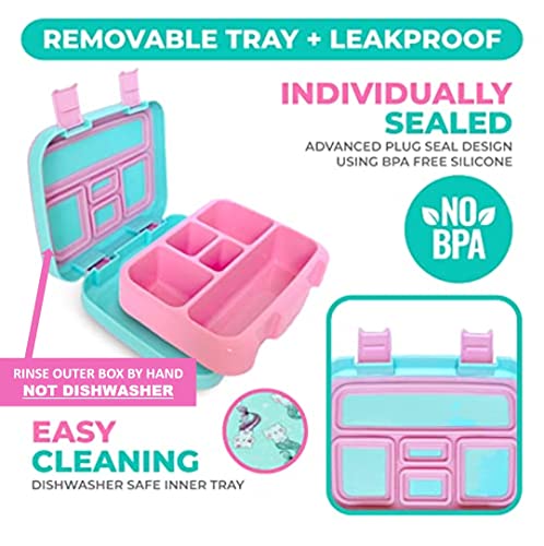 Toddler Lunch Box Bento Lunch-Box for Kids 5 Portion Sections, BPA Free Removable Plastic Tray - Image 4
