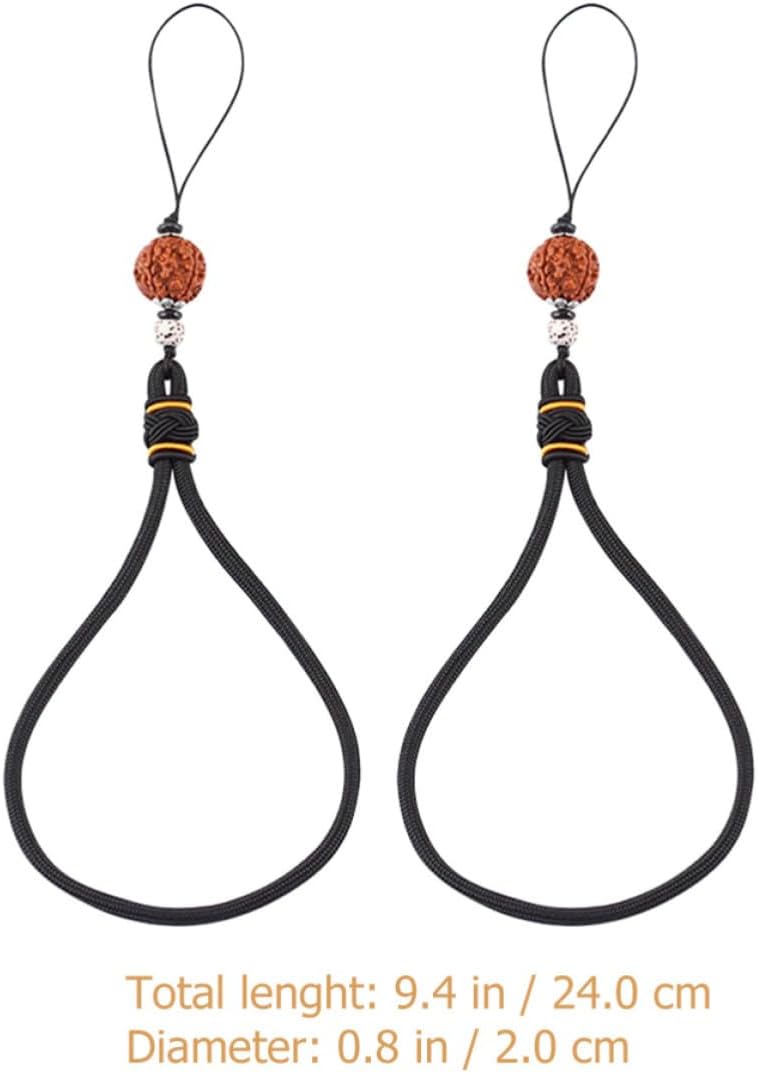 BESPORTBLE 2pcs Cell Phone Charm Bodhi Rope Wrist Strap Lanyard Black image 2