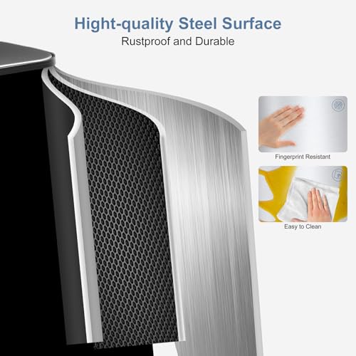Image of DUMOS 2 x 10.6 Gallon Kitchen Trash Can with Lid, Stainless Steel Garbage Can with Soft-Close Lid & Removable Inner Buckets, Dual Compartment Step-on Waste Bins for Kitchen Bathroom Bedroom Office