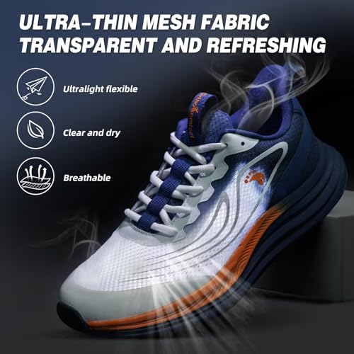OrthoComfoot Men's Orthopedic Tennis Sneakers: Plantar Fasciitis Orthotic Heel Spur Foot Ankle Pain Relief Trail Sneakers, Arch Support Athletic Outdoor Biking Road Running Shoes Dark Blue Size 11