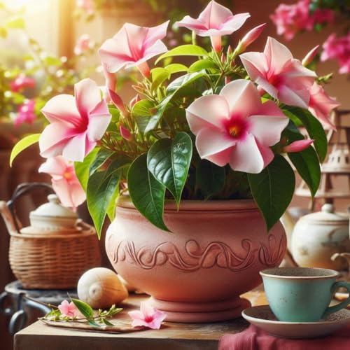 Image of 100+ SEEDS- All Seasons Growing Mix Mandevilla Flower Seeds For Planting- 5 in 1 Pack