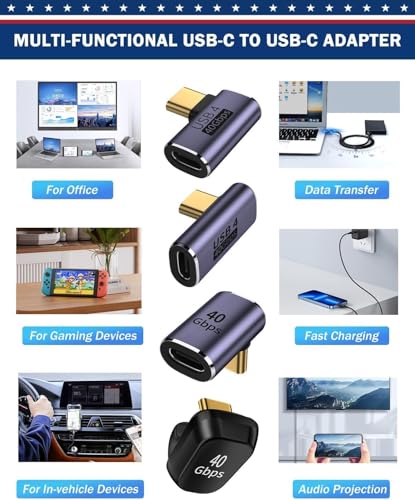 Image of Tobo Right Angle USB-C Adapter 40Gbps Data Transfer USB 4.0 /Thunderbolt 4 Type C Male to Female Connector Extender for Mobile Phone, Switch, Steam Deck, Tablet, Laptop TD-944CC