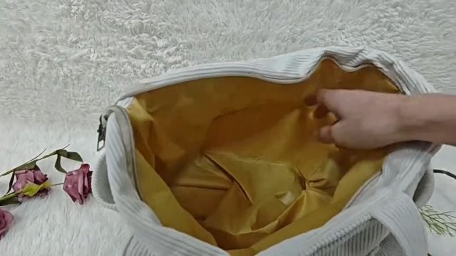Bolso tote de pana estampado para mujer miniatura 7