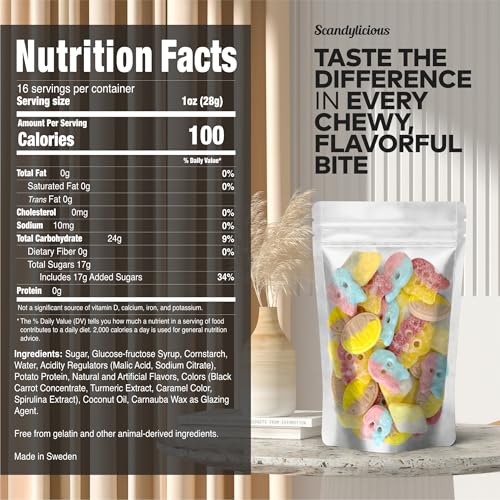 Image of Bubs Swedish Candy Mix - 1 LB Assorted Fruity, Sour & Sweet Gummy Candy | Nordic Treats for Snack Lovers