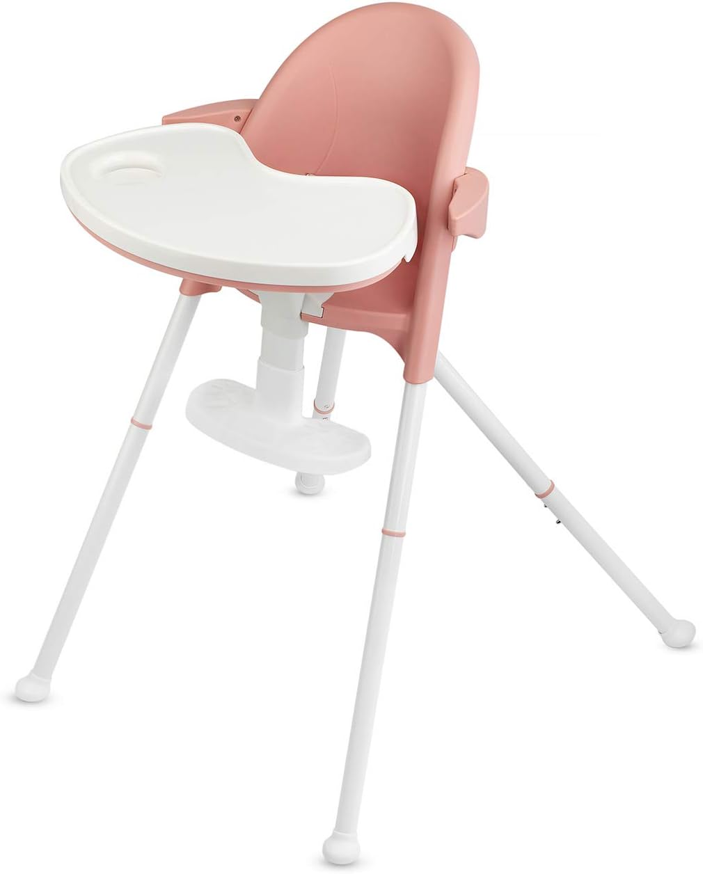 Kinderkraft Highchair PINI, Baby Chair, Ergonomic, Easy Folding, Easy to Clean, with Ajustable Footrest, Comfortable Armrests, Detachable Tray, for Toddler, from 6 Month to 5 Years, Pink