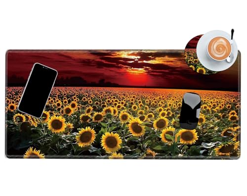Image of 24x12 inch Mouse Pad Large Desk Mat Sunflower Mousepad Gaming Long Extended Protector Mat Big Computer Mat for Wireless Mouse Non Slip Home Work
