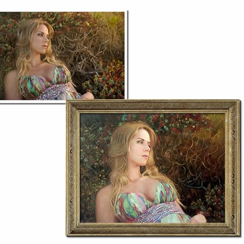 Qinzeart Customized Hand-Painted Oil Painting Portrait On Canvas,Multiple Sizes 8x10