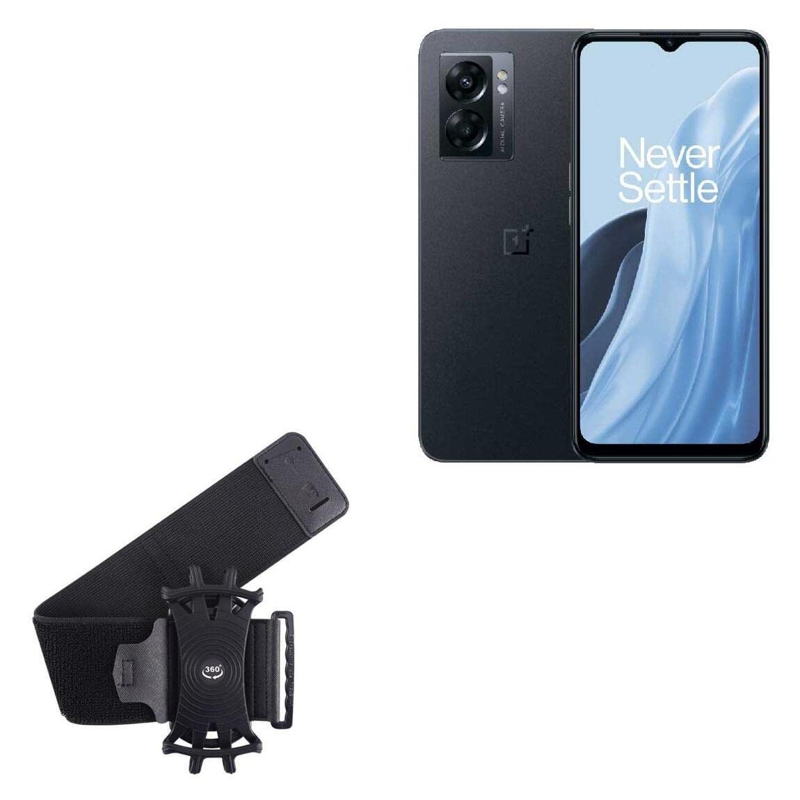 BoxWave Holster Compatible with OnePlus Nord N300 - ActiveStretch Sport Armband, Adjustable Armband for Workout and Running - Jet Black