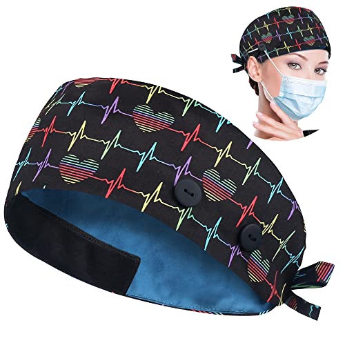 ABAMERICA Working Cap with Button Long Hair, Adjustable Working Hat Ponytail Holder, Tie Back Hats for Women, One Size