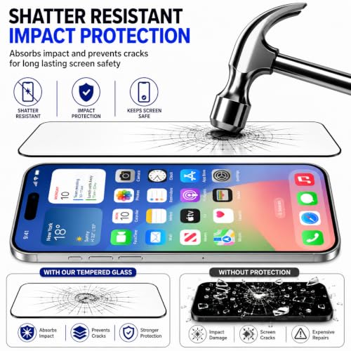 Image of Tempered glass for iPhone 16 | Screen Protector, Full HD Quality, Anti-Scratch, Edge to Edge Coverage, Easy Installation of iphone 16 tempered glass, Pack Of 1