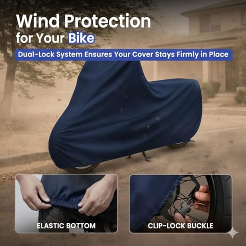 Image of Puroma-Pro Heavy Duty Waterproof Bike Cover Compatible for Shine Bikes - Outdoor Motorcycle Cover Windproof Buckle, UV Protection & Dust Resistant Full Body Cover