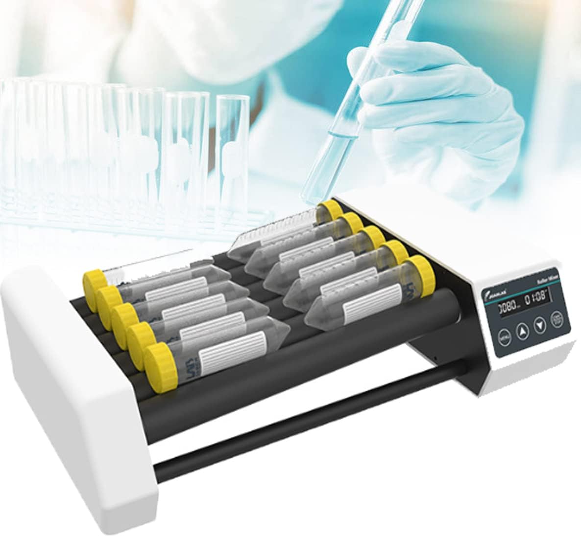 Tube Roller Mixer, Digital Multi-Tube Blood Mixer with 6 Rollers, Adjustable Speed at 20-80rpm for Labs and Classrooms