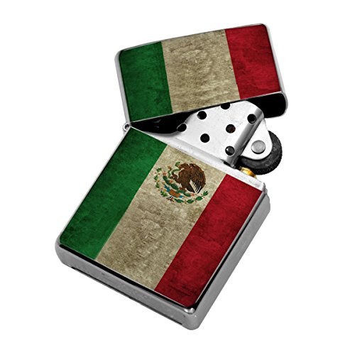 Encendedor metálico plateado recargable con caja de regalo miniatura 1