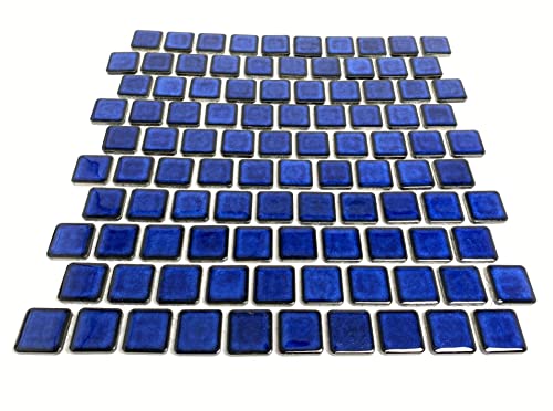 Tenedos Cobalt Blue Brick Pattern Porcelain Mosaic Tile #TOP24