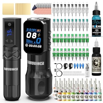 Wormhole Tattoo Kit Wireless Tattoo Gun Kit Smart LED Digital Display Professional Tattoo Pen Machine Complete Tattoo Kit