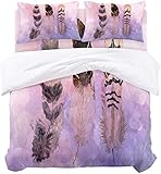 SUPERQIAO Bettbezug-Set 3-teilig, Rosa, Aquarell, Federbett-Set, doppelt gebürstete Microfaser-Bettdecke, Bettbezug mit Reißverschluss, 2 Kissenbezüge