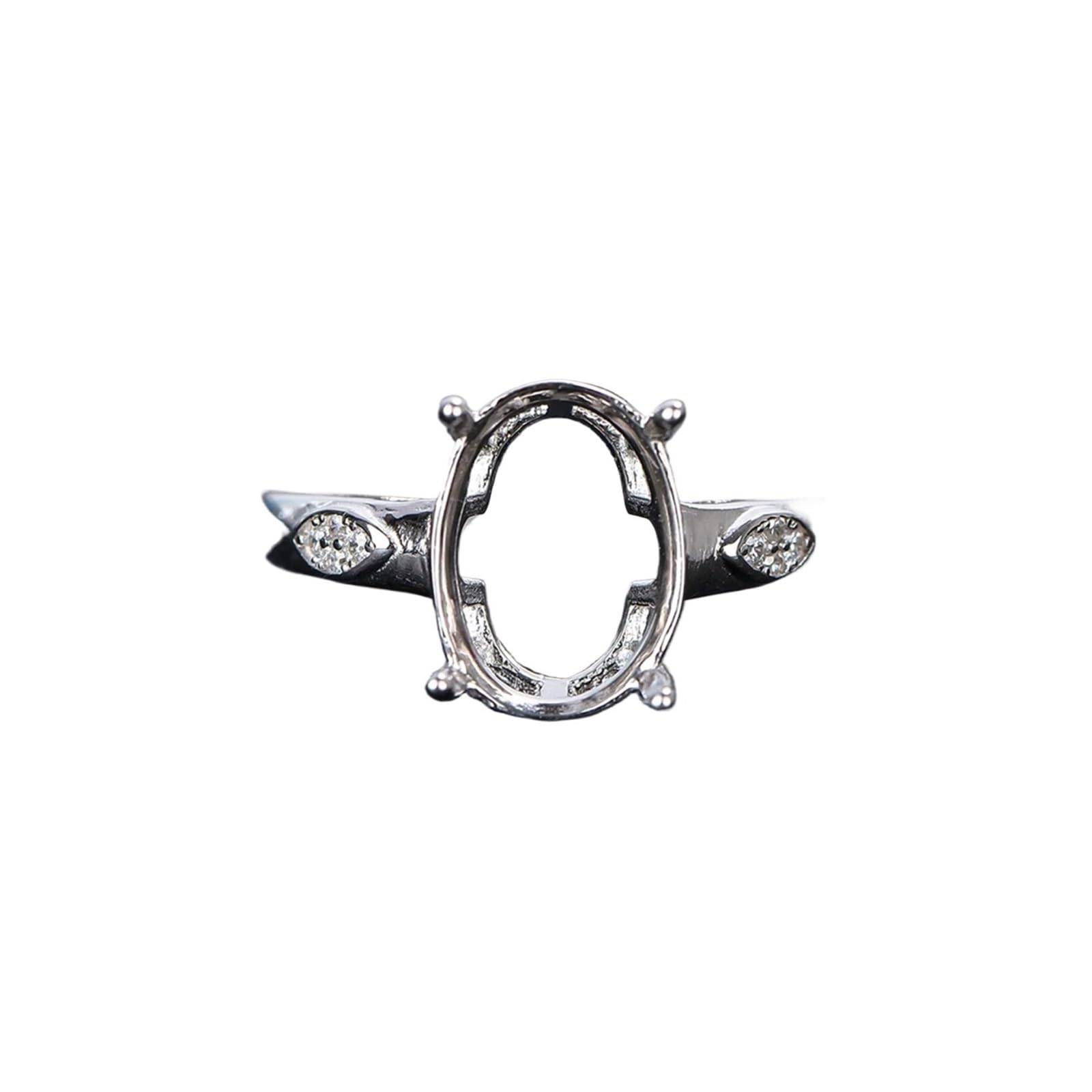 PVUVTNAHW Anillo en blanco de Plata de Ley 925 de 5x7-12x16mm, Material de estilo Simple, adecuado for anillos de mujer hechos a mano DIY(8x10mm)