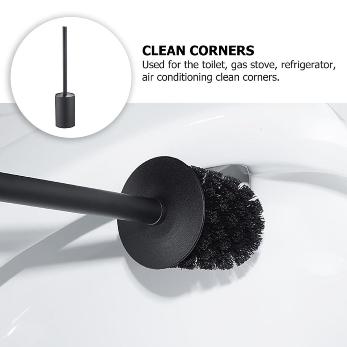 Cepillo de Baño Soporte, Acero Inoxidable Negro, Limpieza Profunda