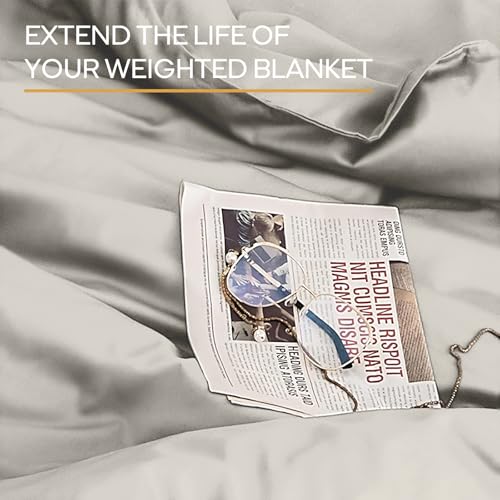 Image of ZonLi Duvet Cover for Weighted Blanket (White Gray, 60 inchx80 inch), Breathable Soft Duvet Cover Queen Size Removable Cooling Comforter Cover for All Season