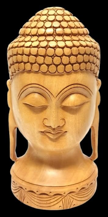 Cabeza de Buda de Madera 6 Pulgadas Artesanal para Decoración miniatura 2