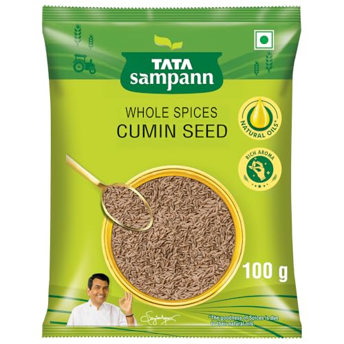Tata Sampann Cumin Seed (Jeera), Whole Spices, Natural Oils*, Rich Aroma, 100g