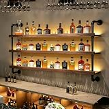 VITNSVILE 35In Wall Mounted Wine Rack 3-Tier Industrial Pipe with LED Light