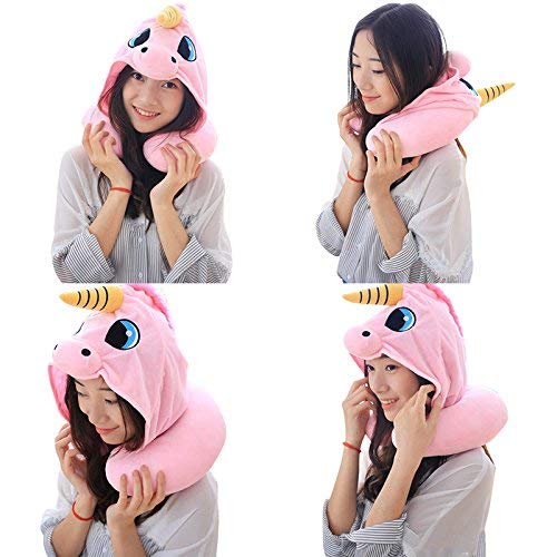 Unicorn Neck Pillow for Airplane Travel | Adults & Kids Travel Pillow (Pink) - Image 6