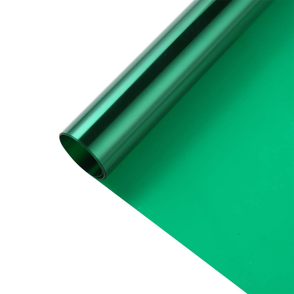 Transparent Decorative Window Film, Red Transparent Film Green Window Tint Film Colored Window Film Adhesive Vinyl Sun Blocking Heat Control Film for Christmas School Home Decoration