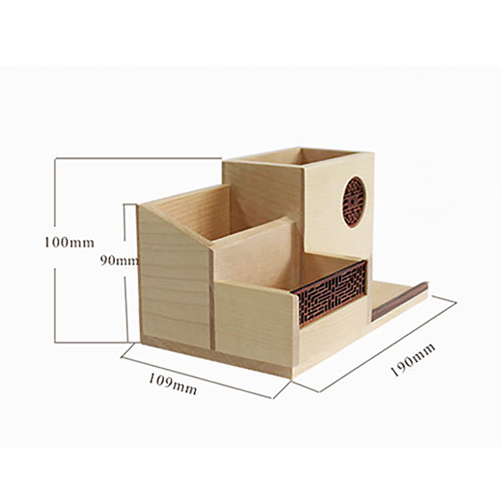 Bleistifttopf aus Holz Fenster-Vintage-Schreibtisch-Organizer aus Holz Stifthalter für Homeoffice(Natural)