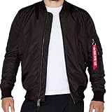Aus 2tone-Nylon Alpha Industries Herren Jacke MA-1 TT Long - black , Größe:S