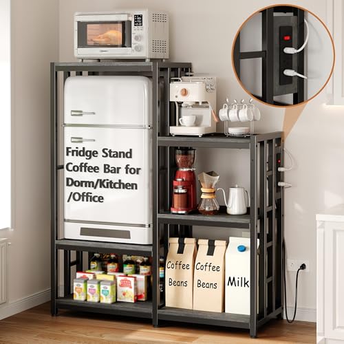Mini Fridge Stand Coffee Bar Cabinet Station With Small Refrigerator Insert...