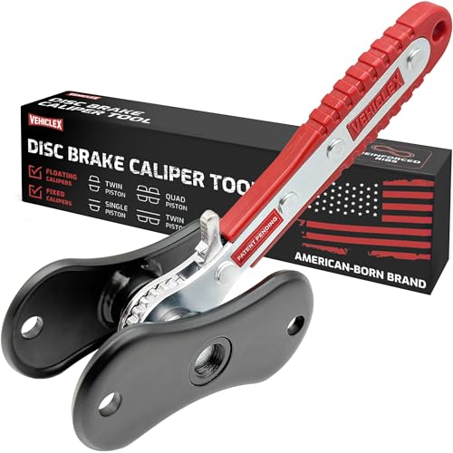 Vehiclex Brake Caliper Compression Tool – Heavy Duty Brake Pad Spreader Tool with Ratcheting Handle & Rib-Reinforced Plates – Caliper Piston Compressor Tool for Cars, SUVs, and Light Trucks