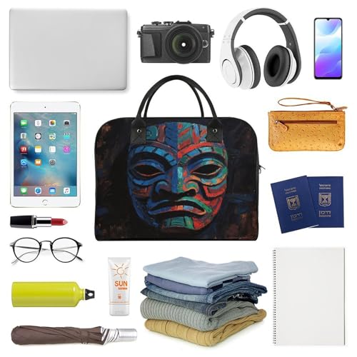 Maletín para laptop con diseño máscara tiki colorida miniatura 5