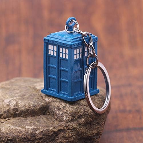 Dark Blue Doctor Dr Who Tardis Police Box Vintage Keyrings chain chains bag clip charm for Christmas Birthday Stocking Filler Novelty Small Gift Set Ideas for Kids Men Women