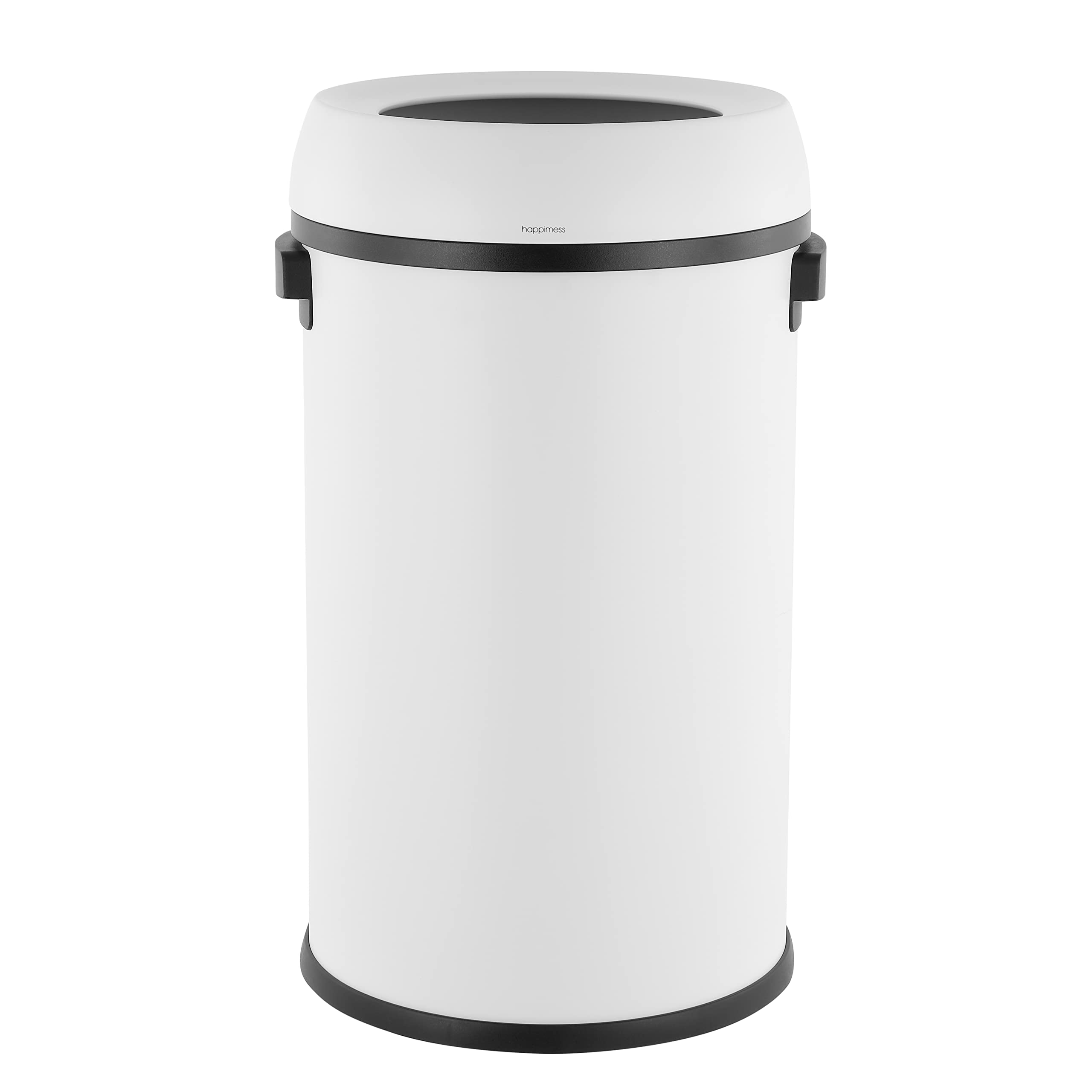 happimessHPM1015B 17.2-Gallon White Open-Top Trash Can with Soft-Close Lid, Modern, Minimalistic, Fingerprint Proof for Home, Kitchen, Laundry Room, Office, Bedroom, Bathroom