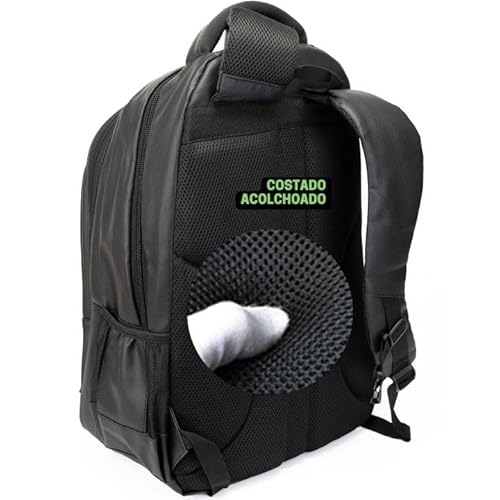 Mochila de Couro Masculina Executiva Reforçada Viagem Grande Preta para Trabalho Escolar