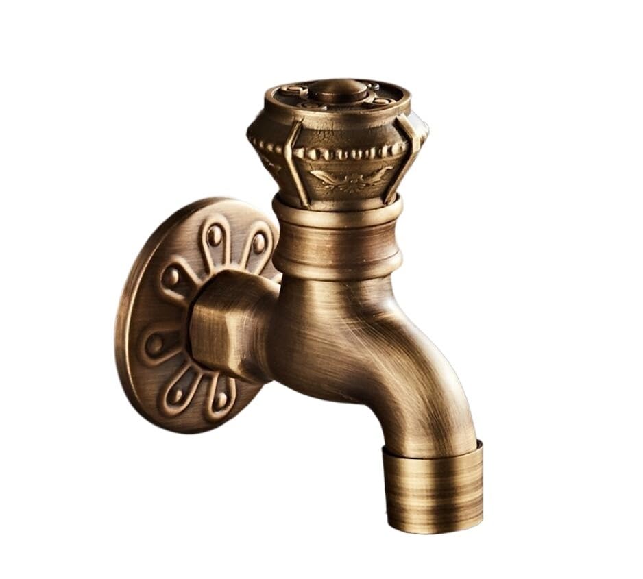 Grifo de latón antiguo de pared estilo tallado vintage para el baño de diseño retro