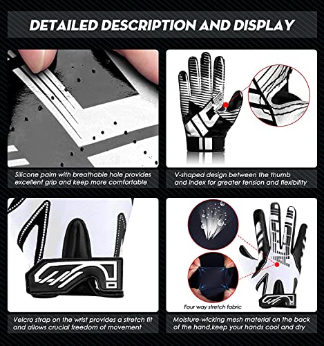 Rid Chen Football Gloves 2.0 Adult Football Receiver Gloves,Tacky Grip Skin Tight Adult Football Gloves And Enhanced Performance Football Gloves For Adult And Kids #TOP2