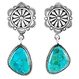 Turquoise Earrings in 925 Sterling Silver & Genuine Turquoise