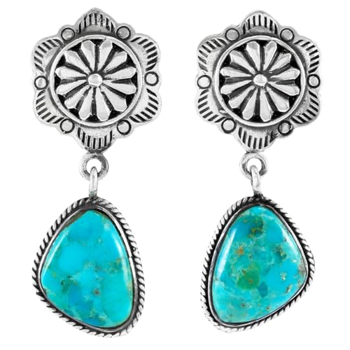 Turquoise Earrings 925 Sterling Silver & Genuine Gemstones (Select style) (Southwestern Style)