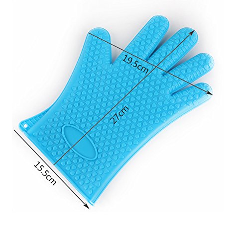Elonglin Silicone Oven Gloves Heat Resistant Oven Mitts Pot Holders For Kitchen Bbq Wood Burner Gloves Stove Gauntlets Cook Grill Baking Adjust Repair Pair Blue #TOP1
