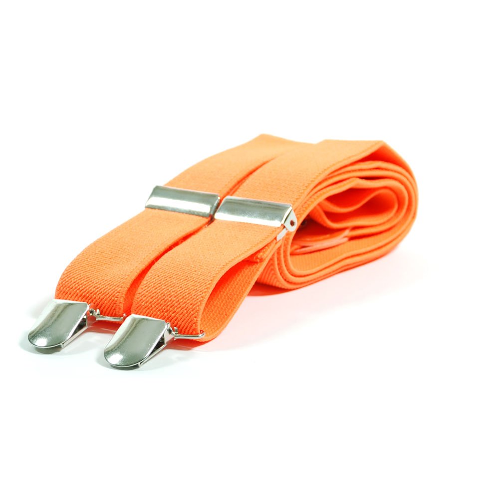 Plain Neon Coloured Trouser Braces Suspenders Retro - Adults (Neon Orange)
