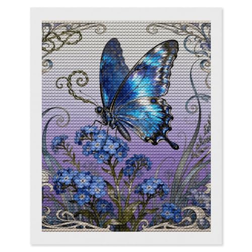 Peinture diamant papillon bleu et kit strass 5D maccbn : loisir créatif adulte débutant DIY