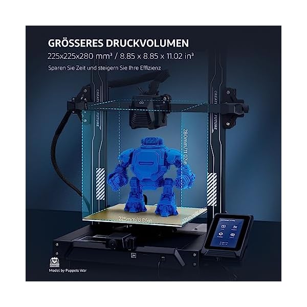 ELEGOO Neptune 3 Pro FDM Imprimante 3D avec mise à niveau automatique du lit, extrudeuse directe à double engrenage, double vis-mère, écran capacitif amovible, grand format d'impression (225 x 225 x – Image 3
