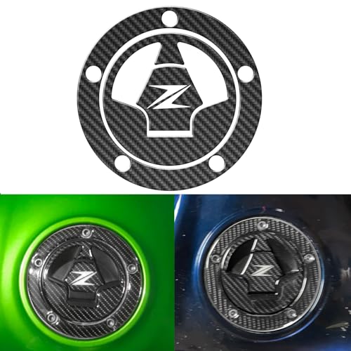 Generic Fit for Kawasaki Z1000 Z800 Z750 ZX10R ZX6R ER6N Motorcycle 3D Carbon Fiber Tank Gas Cap Pad Filler Cover Sticker Decal Z Logo, Black/White