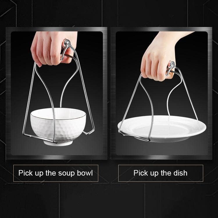 Miniatura 8 de ALASSE Clips elevadores de tazón, pinza para platos con agarre caliente, levantador de platos de acero inoxidable antiquemaduras para chef,